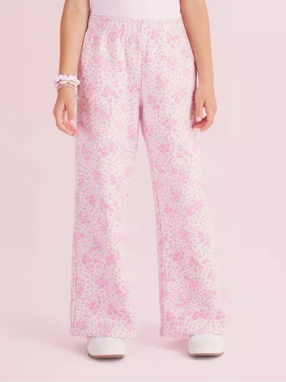 Love Shack Fancy Pink Floral Wide-Leg Pants